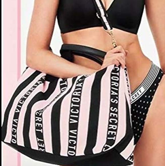 Victoria's Secret Handbags - RARE FIND! 2018 Canvas Logo Stripped Duffle Bag NWT